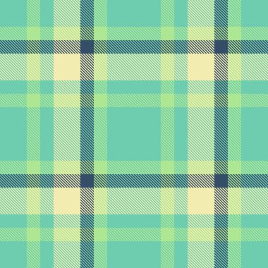 Kalıplı tartan vektörünün tekstil kumaş dokusu, ekosesiz arkaplan kontrolü, yeşil ve gök mavisi renklerinde.