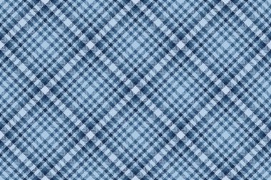 Açık mavi ve cyan renklerinde vektör kumaş desenli arkaplanı olan kumaşın ekoseli kumaş kontrolü.