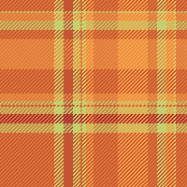 Turuncu ve kireç renklerinde dikişsiz kumaş vektör desenli tartan tekstilin ekose dokusu.