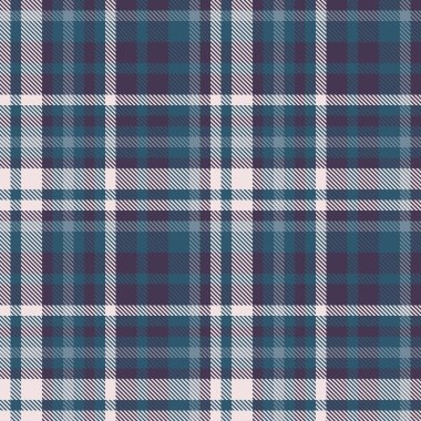 Cyan ve mor renkli ekose kumaş ekoseli kumaş ekoseli vektör dokusunu kusursuz bir şekilde kontrol et.