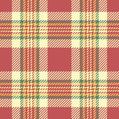 Kırmızı ve açık renkli arka plan tekstil kumaş ekoseli pürüzsüz desen kontrolünün vektör dokusu.