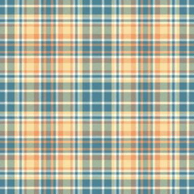 Cyan ve açık renkli tekstil desenli tartan desenli vektör arkaplan dokusunun kusursuz kontrolü.