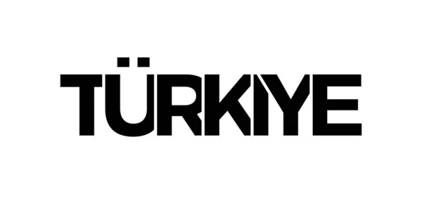 土耳其的印刷品和网络标志 设计以几何风格为特色 用现代字体的粗体字体表示矢量图解 白色背景上孤立的图形化标语字母 — 图库矢量图片