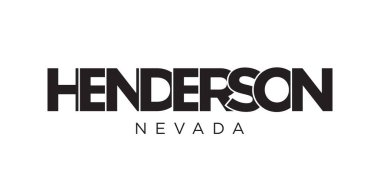 Henderson, Nevada, ABD tipografi sloganı. Baskı ve web ürünleri için grafik şehir harfleriyle Amerika logosu.