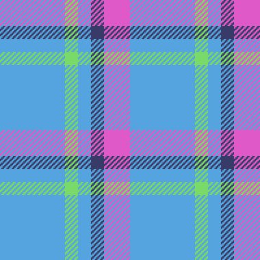 Mavi ve menekşe renkli dikdörtgen tartan ekoseli vektör tekstil deseninin kumaş dokusu kontrolü.
