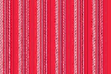 Kumaş dikey çizgilerin çizgili arkaplan dokusu, kırmızı ve beyaz renklerde dikişsiz bir vektörle.