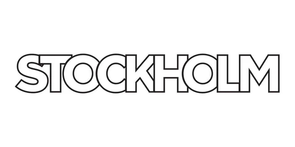Stockholm Svédország Emblémája Nyomtatott Web Design Funkciók Geometrikus Stílus Vektor — Stock Vector
