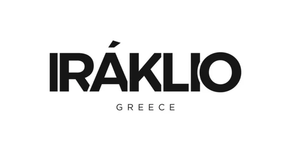 Iraklio Grecia Emblema Stampa Web Design Presenta Uno Stile Geometrico — Vettoriale Stock