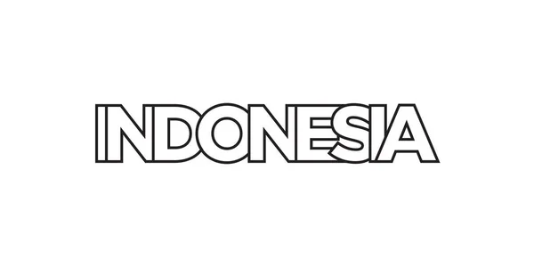 印度尼西亚的印刷品和网络标志 设计以几何风格为特色 用现代字体的粗体字体表示矢量图解 白色背景上孤立的图形化标语字母 — 图库矢量图片