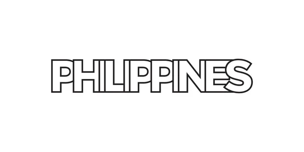 필리핀 디자인은 기하학적 스타일 글꼴의 대담한 타이포그래피와 일러스트를 갖추고 있습니다 — 스톡 벡터