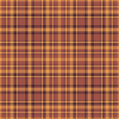 Kırmızı ve turuncu renkli ekose desenli ekose desenli vektörsüz tekstil arkaplan dokusunu kontrol et.