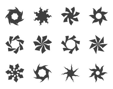 Spiral ve girdap hareket büküm daireler öğe kümesi tasarlayın. Vektör çizim.