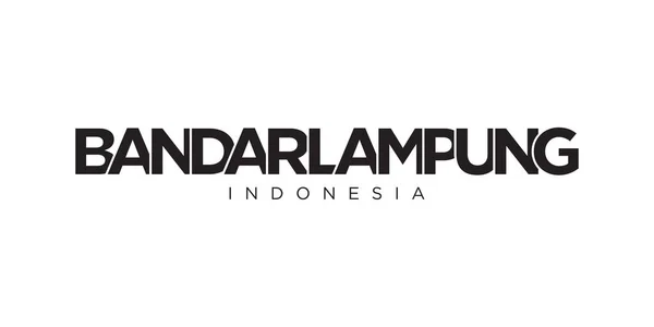 Bandar Lampung Emblema Indonésia Para Impressão Web Design Apresenta Estilo —  Vetores de Stock