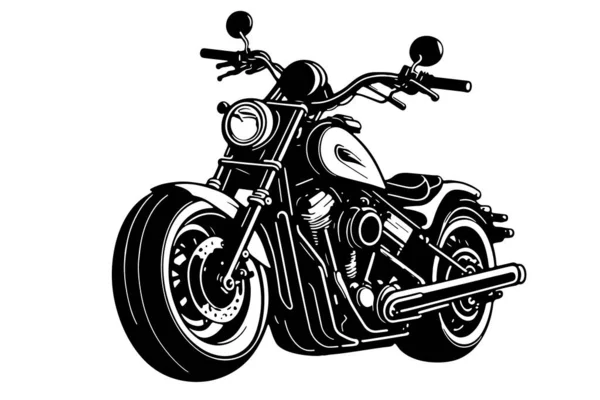 クラシックオートバイベクターイラスト ロゴ用モーターバイク バイカークラブエンブレム ステッカー Tシャツデザインプリント 黒と白のシルエット — ストックベクタ