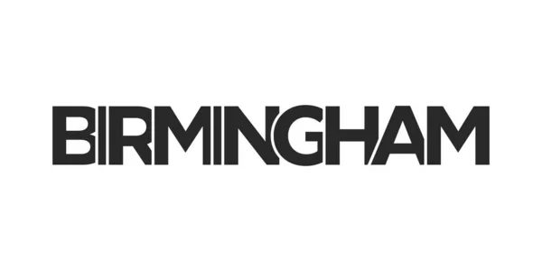 Birmingham City United Kingdom Design Features Geometric Style Vector Illustration — Stockový vektor