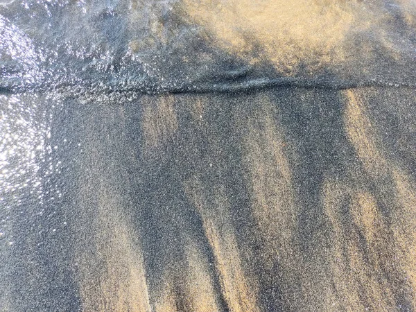 Spiaggia Texture Sabbia Bagnata Sfondo Beige Spiaggia Sabbiosa Vuoto Spiaggia — Foto Stock