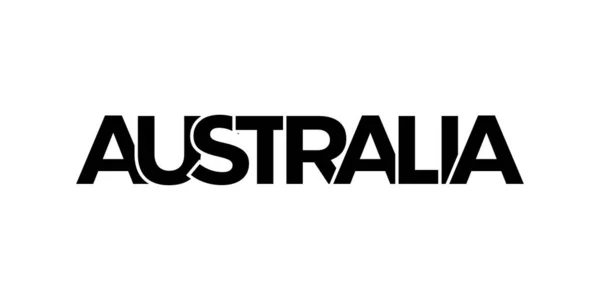 印刷とウェブのためのオーストラリアのエンブレム デザインは幾何学的なスタイル 現代のフォントで大胆なタイポグラフィを用いたベクターイラストを特徴としています 白い背景に隔離されたグラフィックスローガン — ストックベクタ