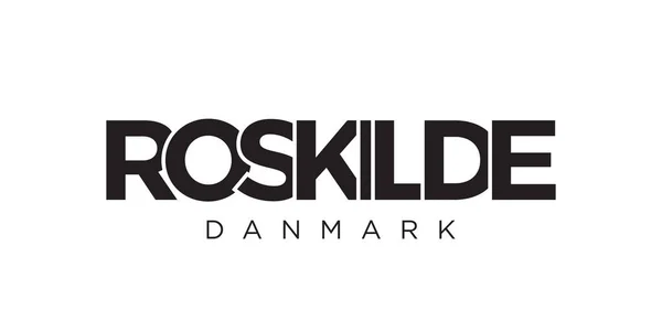 Roskilde Nell Emblema Danese Stampa Web Design Presenta Uno Stile — Vettoriale Stock