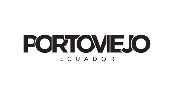 Portoviejo Emblema Ecuador Para Impresión Web Diseño Presenta Estilo Geométrico — Vector de stock