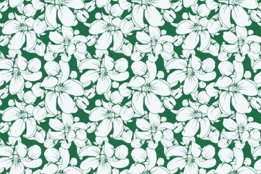 Floral pattern seamless background. Foliage and flower wallpaper design of nature. Vector illustration.