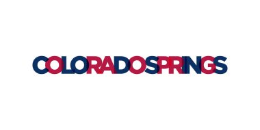 Colorado Springs, ABD tipografi sloganı. Baskı ve web ürünleri için grafik şehir harfleriyle Amerika logosu.