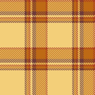 Kehribar ve kırmızı renklerde tartan kumaş tekstil vektörü ile kontrol deseninin kusursuz ekoseli arka planı.