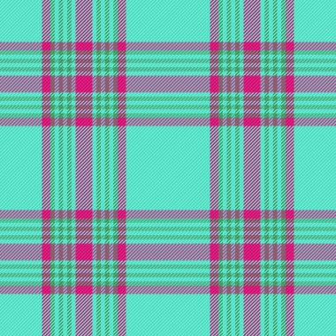 Turkuaz ve morumsu renklerde desenli ekose kumaş tartan ile kusursuz desen arkaplanının vektör tekstil kontrolü.