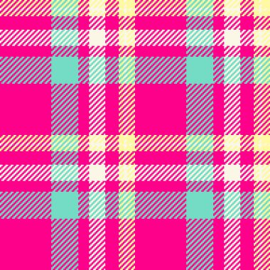 Parlak ve gök mavisi renklerinde tekstil dikişsiz ekoseli kumaş ile vektör kontrol modelinin doku dokusu.