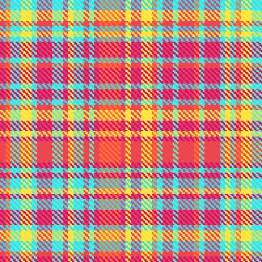 Tartan desen kontrolünün tekstil arka planı. Pembe ve gök mavisi renklerinde kumaş vektör desenli..