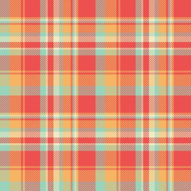Tartan vektör arkaplanının ekose tekstilini ışık ve kırmızı renklerde desensiz kumaşla kontrol et.