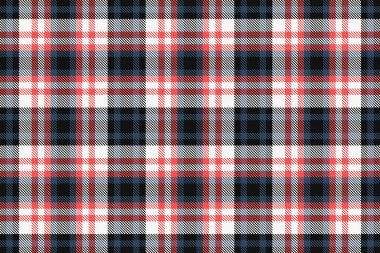 Siyah ve beyaz renklerde kumaş dokuma kontrollü, ekosesiz tartan vektör deseni.