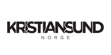 Norveç ambleminde parmak izi ve ağ için Kristiansund. Tasarım, modern yazı tipinde cesur tipografiye sahip geometrik stil, vektör illüstrasyonuna sahiptir. Beyaz arkaplanda izole edilmiş grafiksel slogan harfleri.