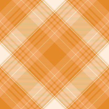 Turuncu ve kumlu kahverengi renklerde tartan dikişsiz arka plan tekstili olan ekose kumaş şlı şablon..