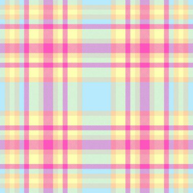 Tekstil vektörünün ekoseli kontrol arkaplanı pürüzsüz, desenli tartan kumaşı açık ve turuncu renklerde..