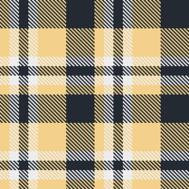 Tekstil tartan deseninin kusursuz kumaş vektörü. Koyu renk ve kehribar renklerinde ekose desenli bir arka planı var..