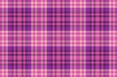 Pembe ve morumsu renklerde tartan arkaplan kontrol kumaşı ile kusursuz tekstil dokusunun ekose vektör deseni.