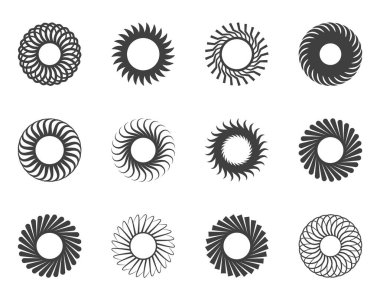 Spiral ve girdap hareket büküm daireler öğe kümesi tasarlayın. Vektör çizim.