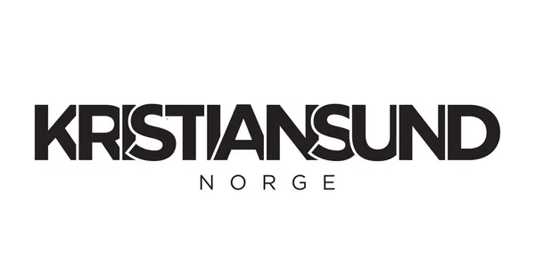 Kristiansund Norvég Emblémában Nyomtatott Web Design Funkciók Geometrikus Stílus Vektor — Stock Vector
