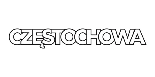Ченстохова Польській Емблемі Друку Інтернету Особливості Дизайну Геометричного Стилю Векторна — стоковий вектор