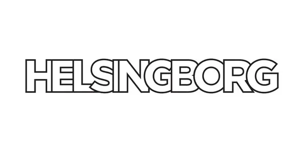 스웨덴의 헬싱보그는 인쇄와 상징입니다 디자인은 기하학적 스타일 글꼴의 대담한 타이포그래피와 — 스톡 벡터