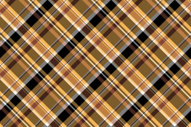 Kehribar ve turuncu renklerde ekoseli kumaş kumaş dokusu tekstil kontrolü.