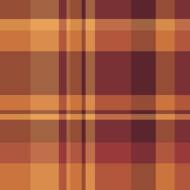 Turuncu ve kırmızı renklerde tekstil dokusu vektörünü kontrol eden kumaş arkaplan ekoseli kumaş desenli tartan..