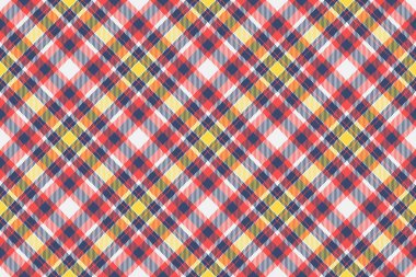 Tekstil arka planının desenli ekose kumaşı, vektör kumaş kontrol deseni mavi ve kırmızı renklerde..