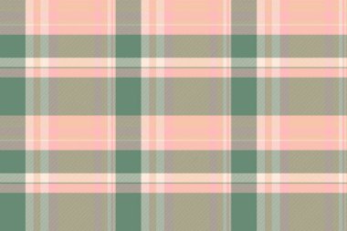 Pastel ve turuncu renklerde desensiz ekose vektör ekoseli kumaş dokunun arka plan tartan kumaşı.