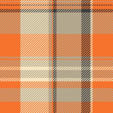 Ekose tartanın turuncu ve pastel renklerde kusursuz kumaş desenli tekstil arka plan vektörü.
