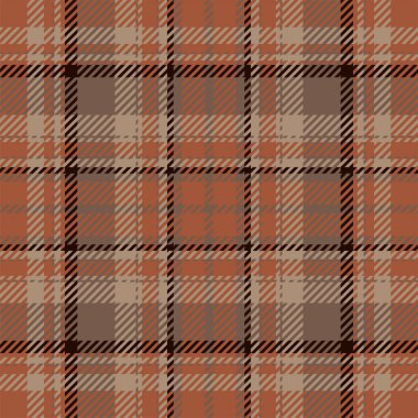 Ekose kontrol deseni turuncu ve kırmızı renklerde. Kusursuz kumaş dokusu. Tartan tekstil baskı tasarımı.