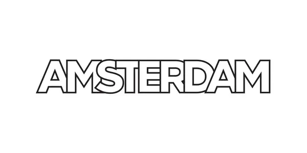 Amsterdam Nei Paesi Bassi Emblema Stampa Web Design Presenta Uno — Vettoriale Stock