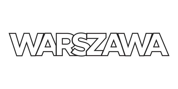 웹을위한 폴란드 상징에 바르샤바 디자인은 기하학적 스타일 글꼴의 대담한 타이포그래피와 — 스톡 벡터