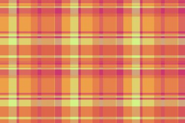 Turuncu ve kırmızı renklerde arka plan ekose desen kontrollü kumaş dikişsiz kumaşın örüntü vektör tekstili.