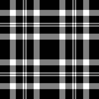 Vektör kumaş arkaplanının tekstil tartanını gri ve siyah renklerde ekosesiz desen ile kontrol et.
